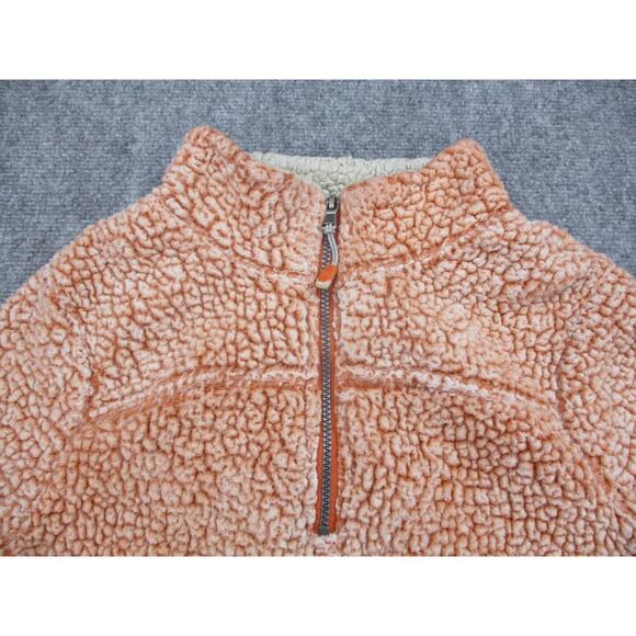 Scully Pullover Womens Medium Orange Sherpa Fleece Quarter Zip Raglan Cozy Teddy - Picture 8 of 16